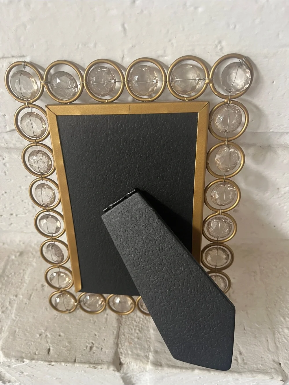 photo frame clear bubble crystal metal accents 3.5 x 5.5 picture size golden
